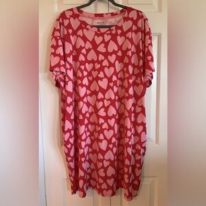 Soft ❤️🩷 Red & Pink Heart Pattern, Short sleeve Nightshirt